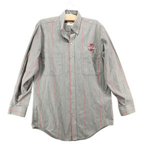 Riverside Men's Coca-Cola Employee Uniform Shirt Gray Red M 15-15.5 Stripe VTG
